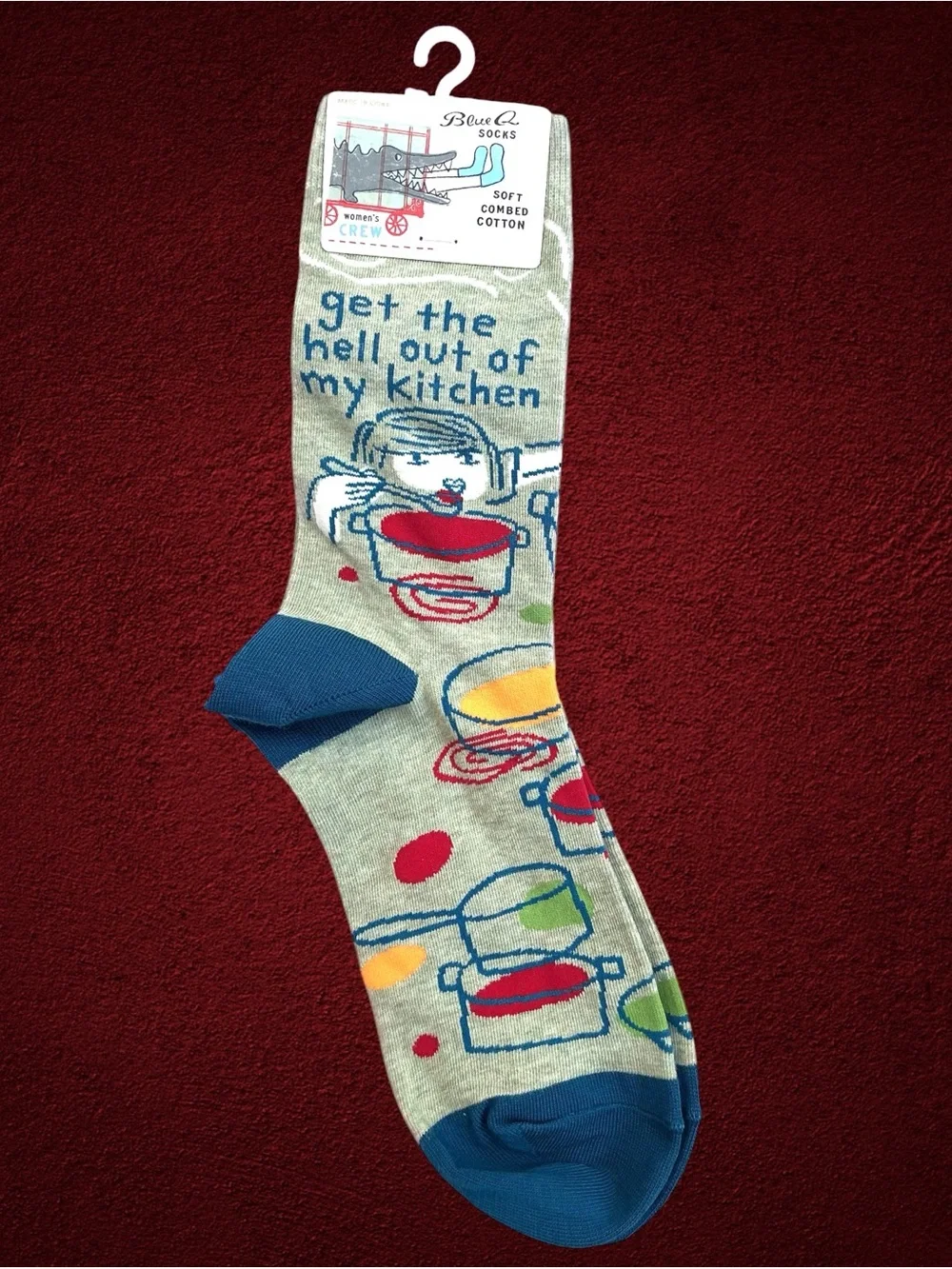 Blue Q “Get The H@ll Out Of My Kitchen” Women’s Crew Socks 5-10 Soft Cotton